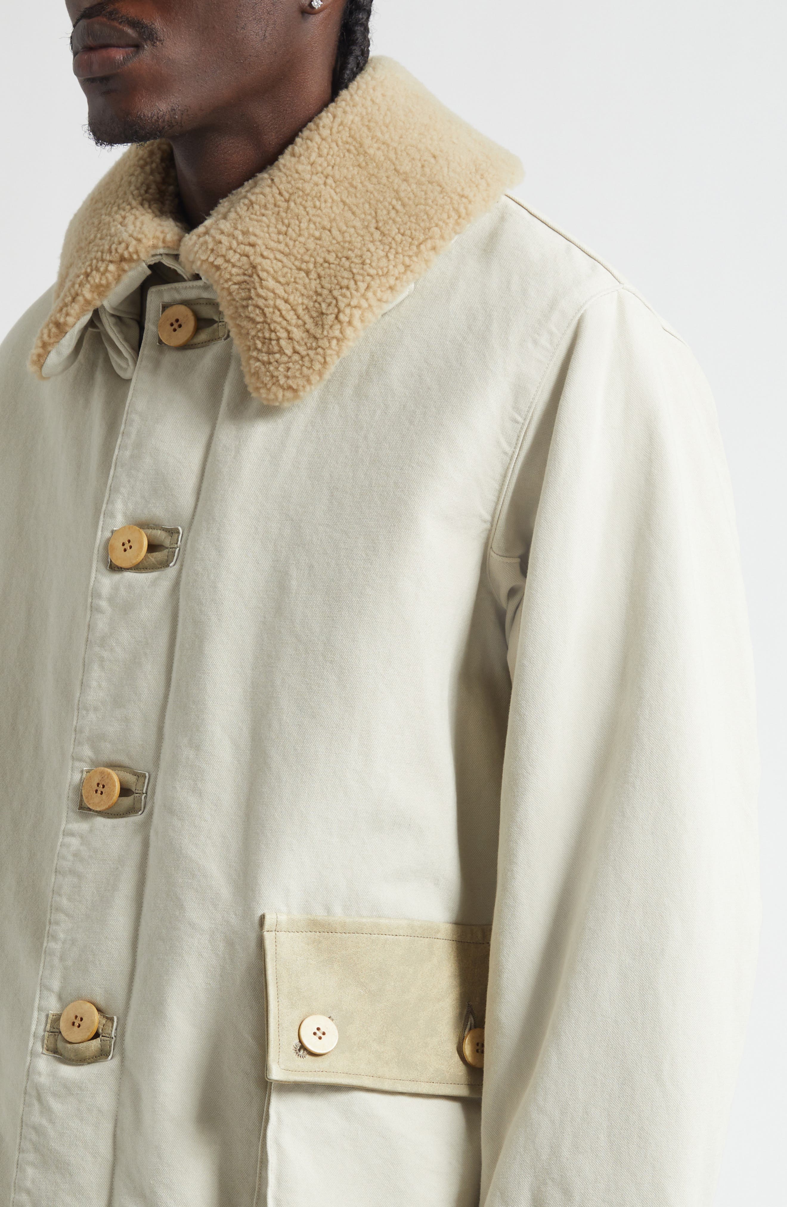 VISVIM Winfield Field Coat with Genuine Shearling Collar (Men