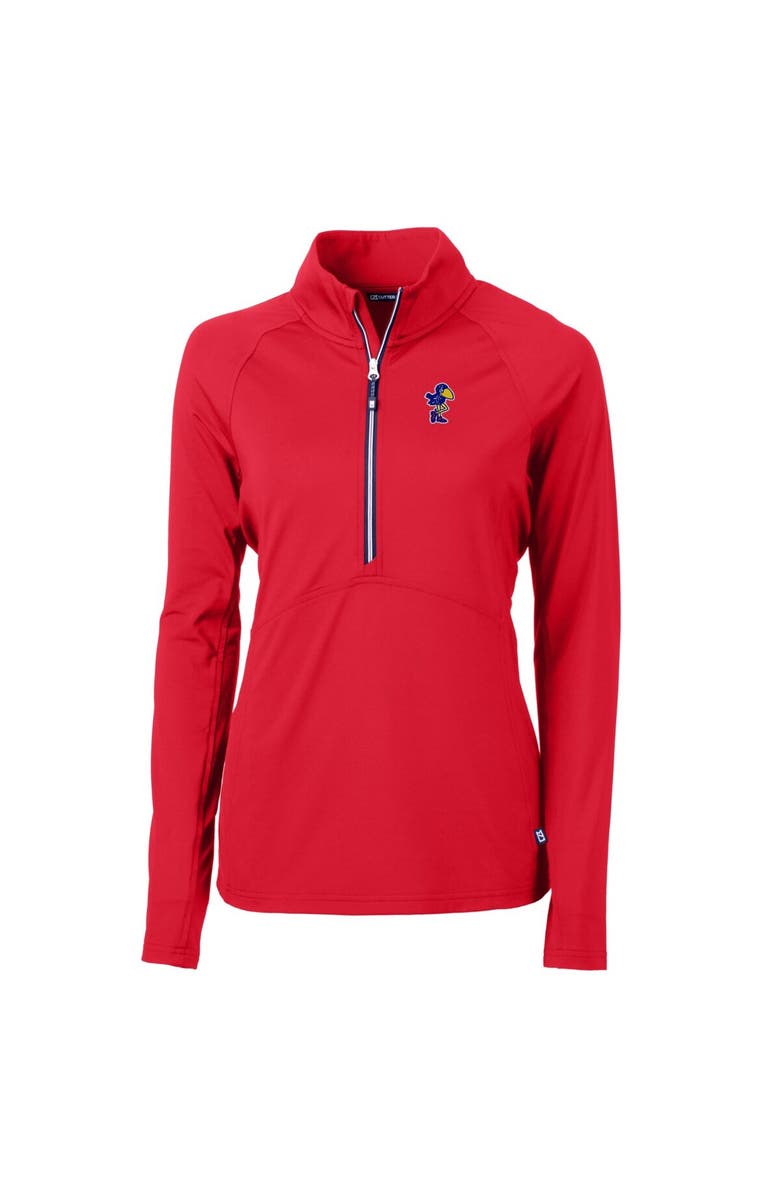 Cutter & Buck Women's Cutter & Buck Red Kansas Jayhawks Adapt Eco Knit Stretch Recycled Half-Zip Pullover Top, Alternate, color, Red
