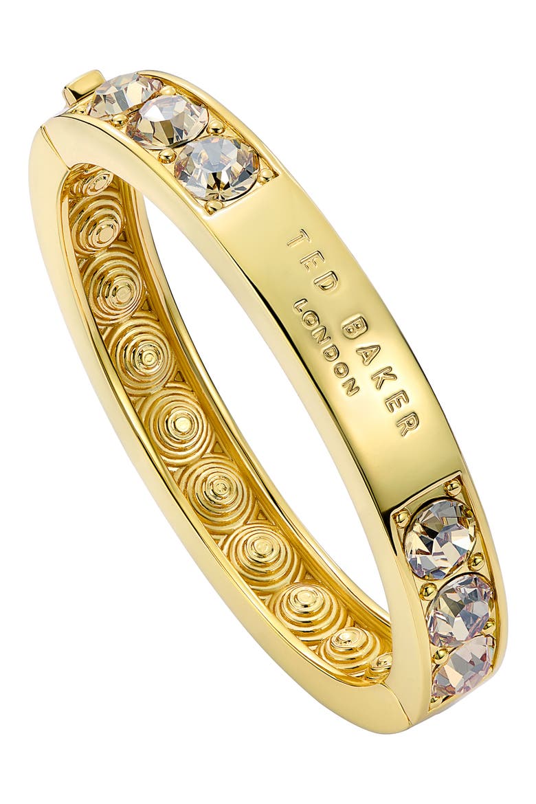 Rosie Crystal Hinged Bangle Bracelet, Alternate, color, GOLD TONE / GOLDEN CRYSTAL