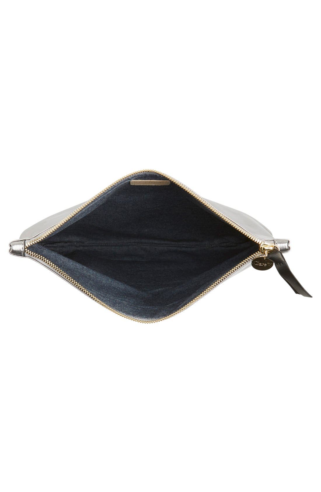 Clare V. 'Maison' Metallic Leather Foldover Clutch, Alternate, color, 