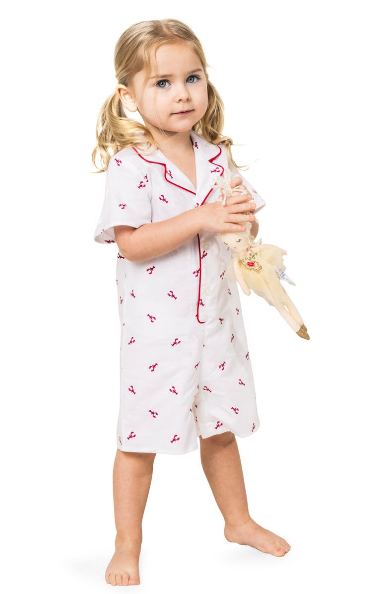 Petite Plume Brixham Lobster Short Romper, Alternate, color, 