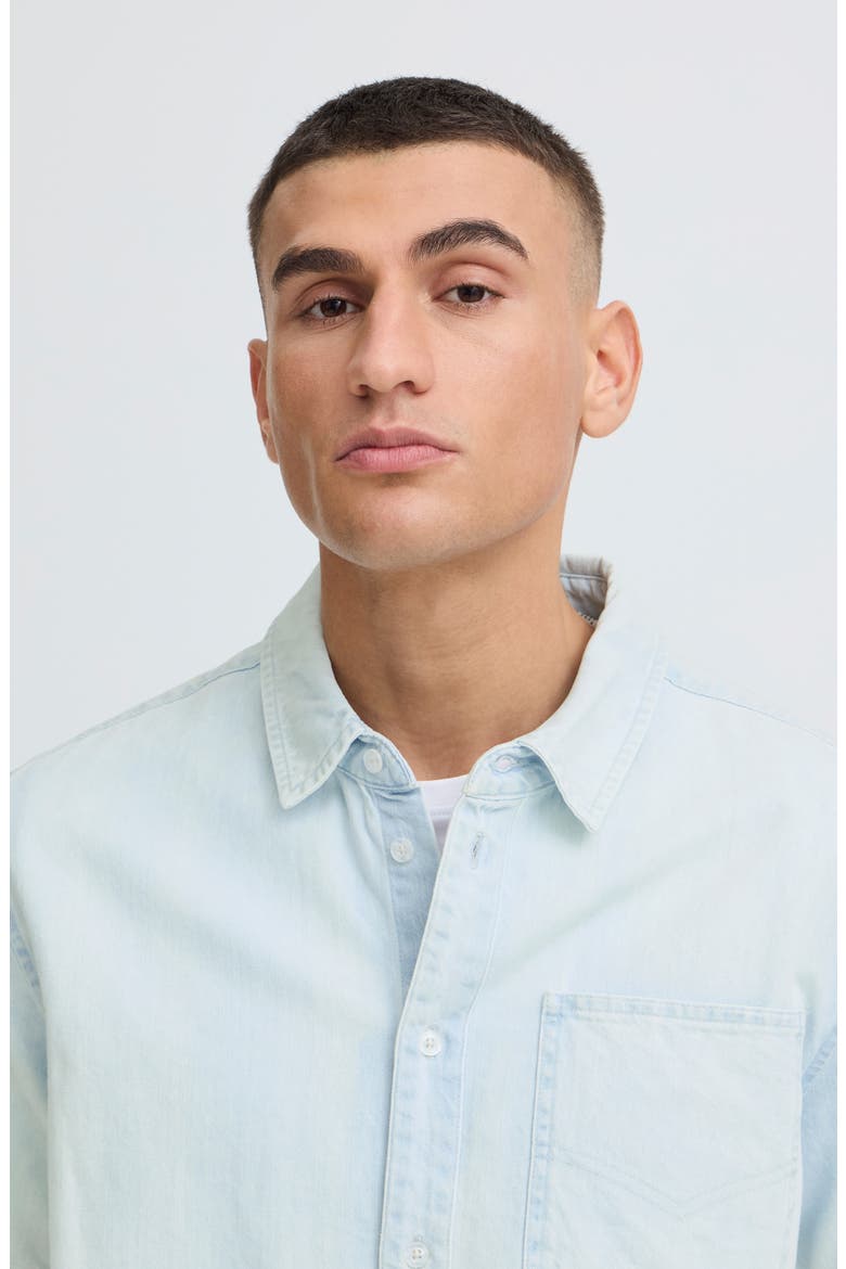 Rogue Casual Fit Short Sleeve Cotton Button-Up Shirt, Alternate, color, LIGHT BLUE DENNIM