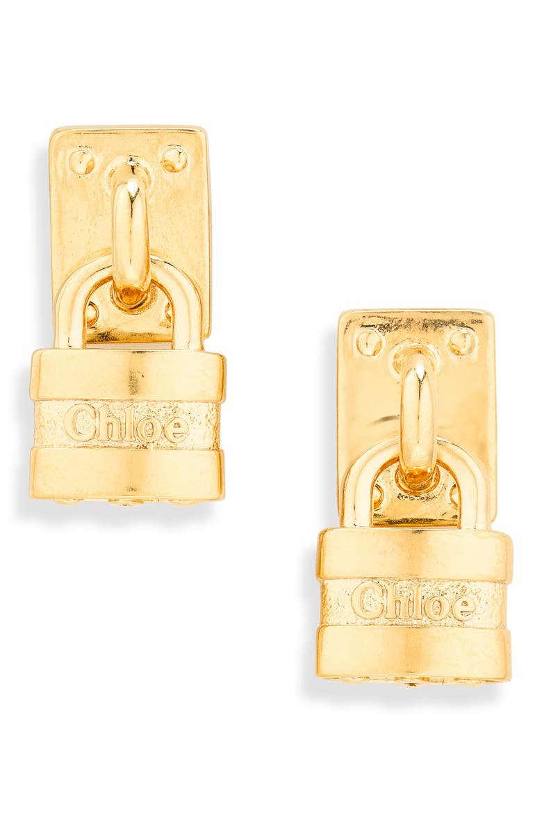 The Chloé Mini Paddington Drop Earrings, Main, color, VINTAGE GOLD