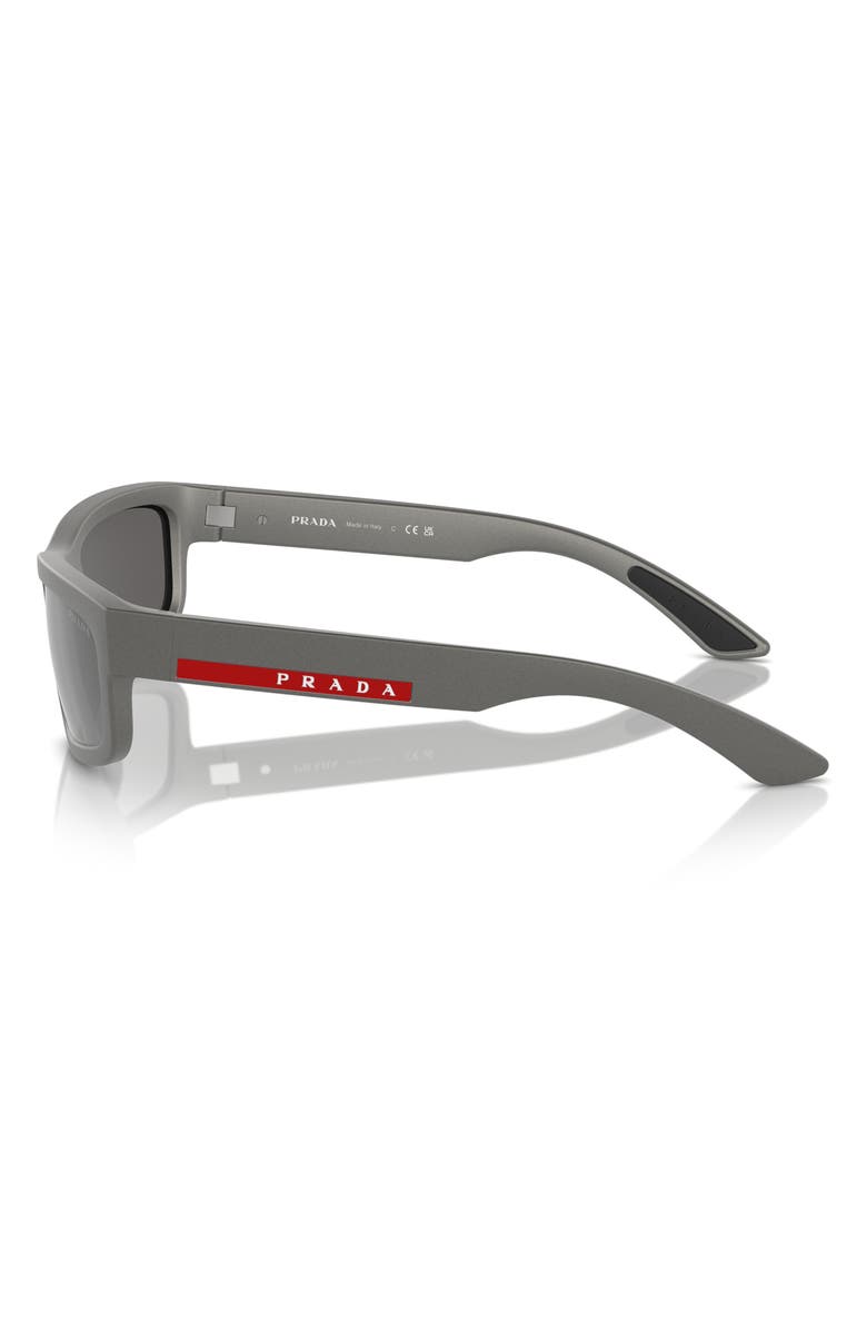 Prada Linea Rossa 59mm Rectangular Sunglasses, Alternate, color, Grey Silver