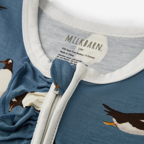 Milkbarn Luxe Stretch Ruffle Footed Romper In Brown
