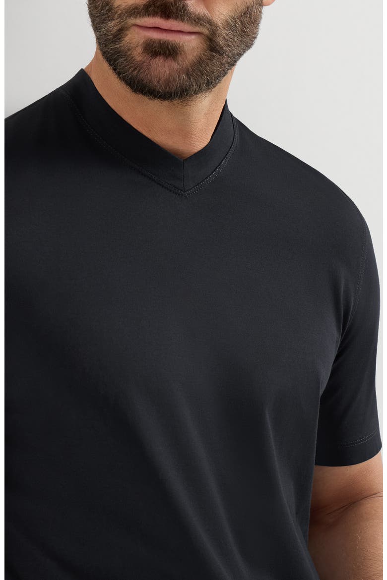 Cotton jersey V-neck T-shirt, Alternate, color, Navy Blue