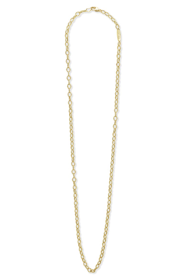 Signature Caviar Beaded Link Necklace, Alternate, color, GOLD