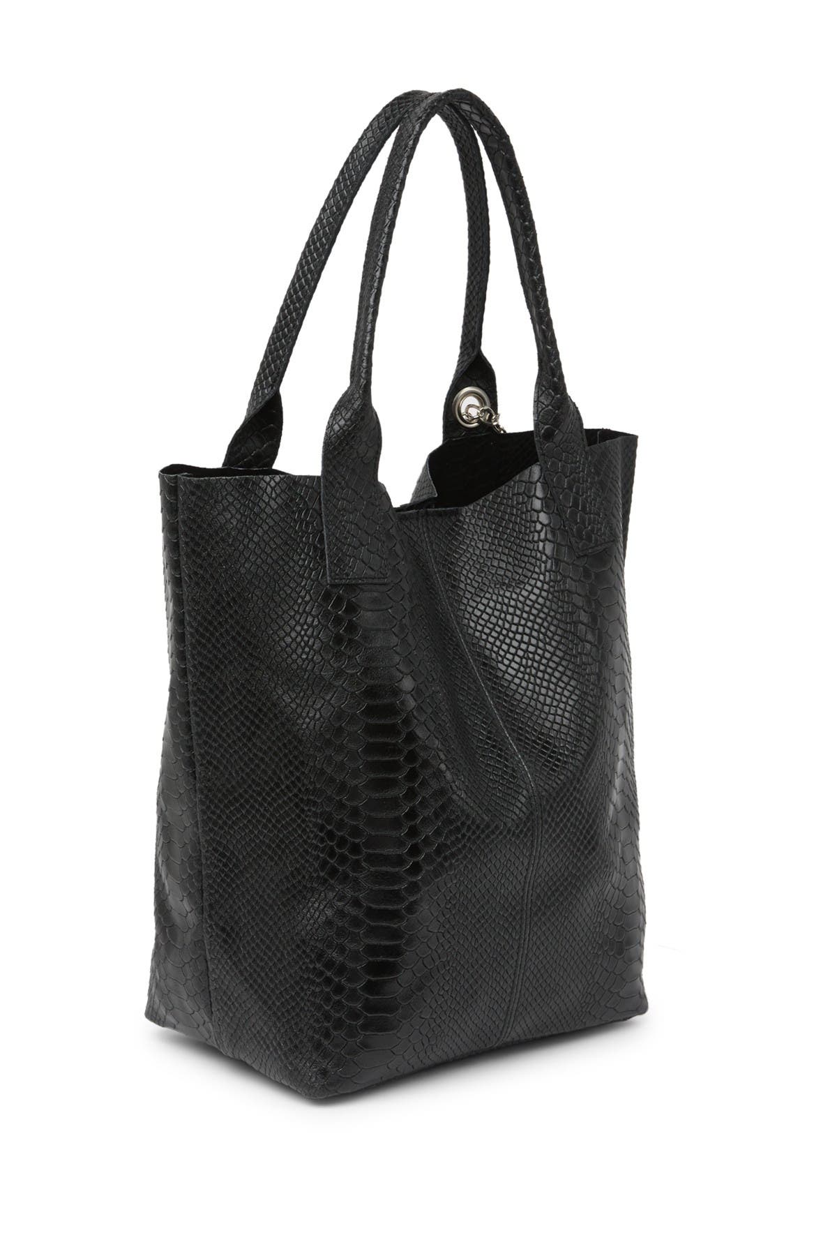 RENATA CORSI Croc Embossed Leather Shoulder Bag, Main, color, 