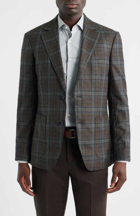 Nordstrom Brown Midas Plaid Wool Sport Coat
