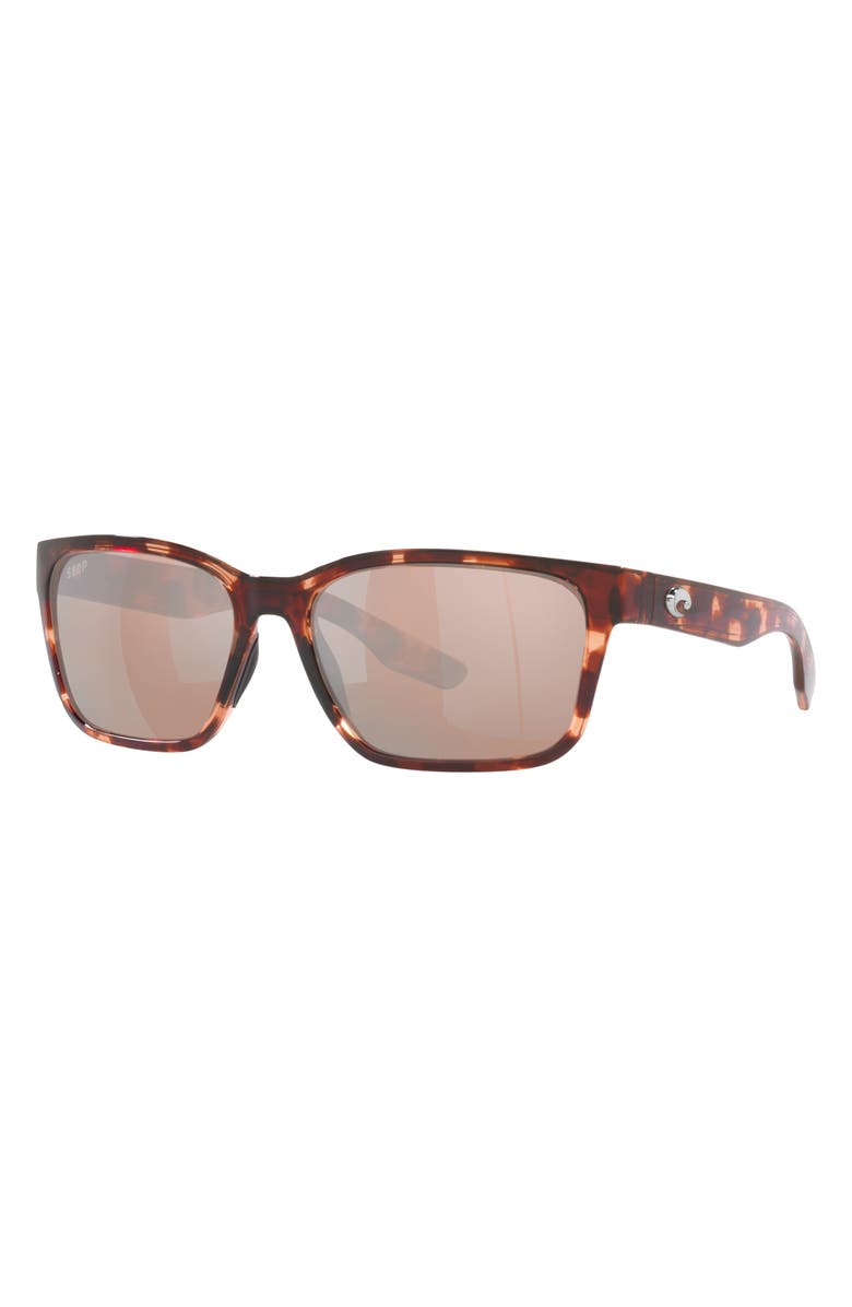 Costa Del Mar Palmas 57mm Polarized Rectangular Sunglasses, Alternate, color, Copper