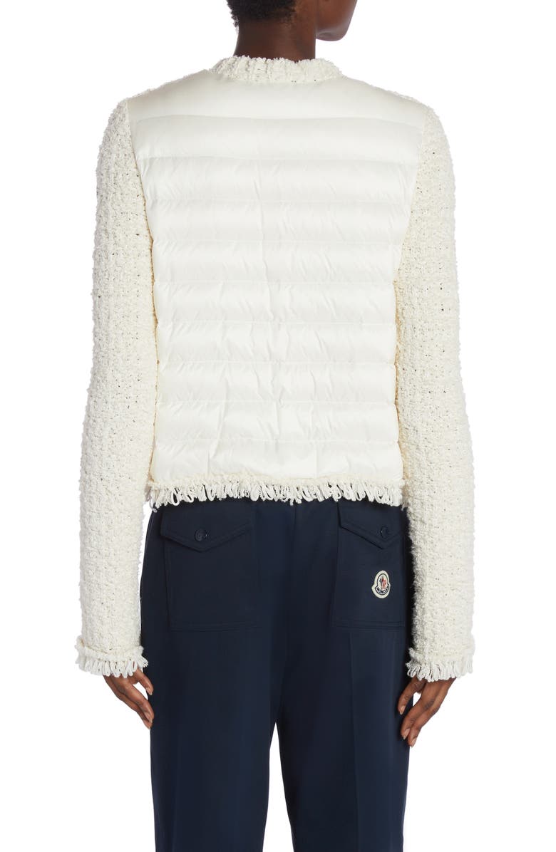 Moncler Textured Knit & Quilted Nylon Cardigan, Alternate, color, 