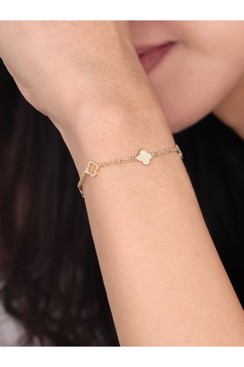 Clover Link Chain Bracelet in 14K Gold, Alternate, color, Yellow Gold