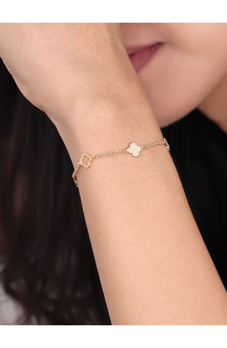 DEVATA Clover Link Chain Bracelet in 14K Gold, Alternate, color, Yellow Gold