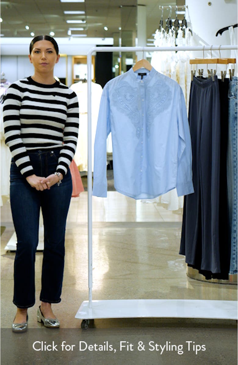 Ainsley Lace Appliqué Cotton Button-Up Shirt, sales video thumbnail