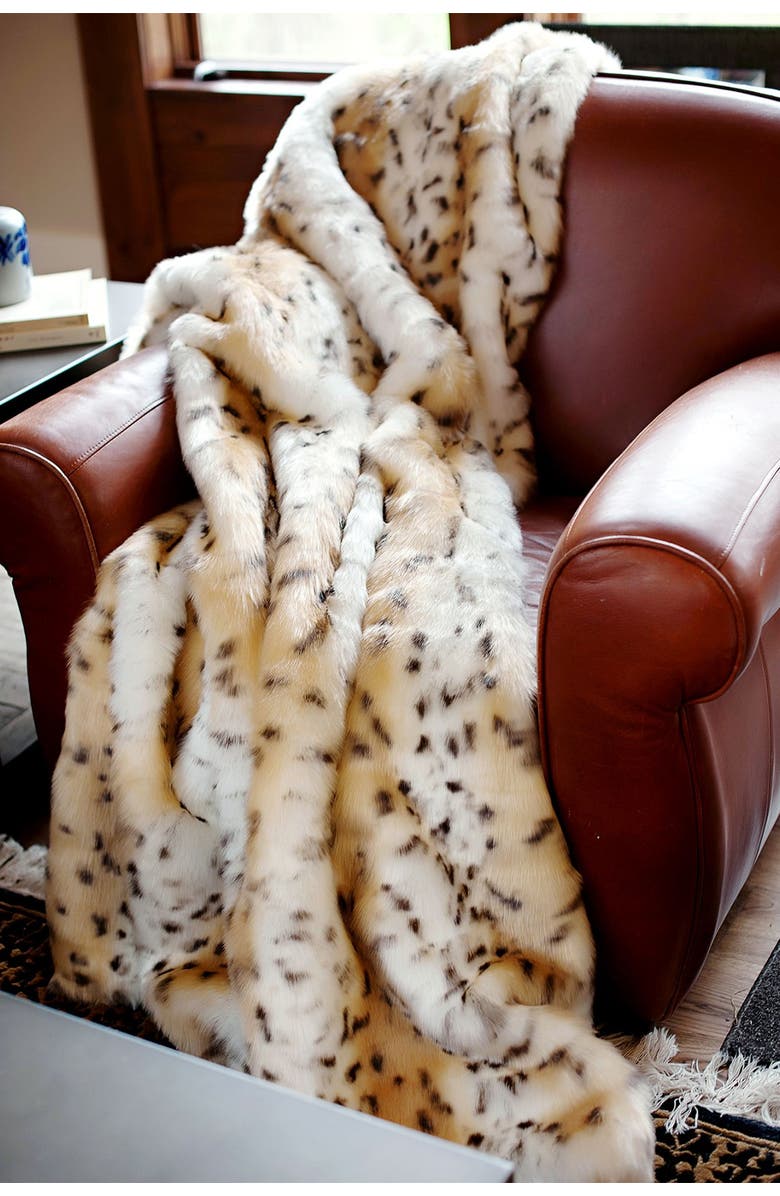 DONNA SALYERS FABULOUS FURS Snow Leopard Faux Fur Throw - 60" x 60", Alternate, color,