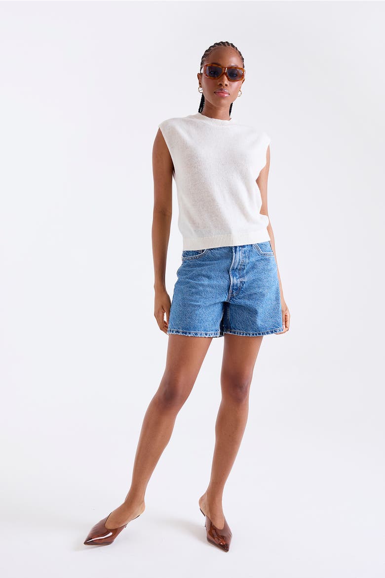 Zarah Crew Neck 100% Cashmere Vest, Alternate, color, NATURAL WHITE