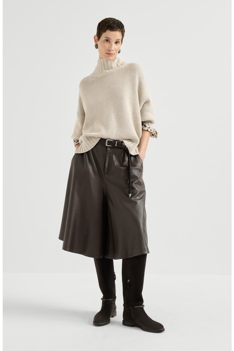 Cashmere turtleneck sweater with shiny zipper, Alternate, color, Buff