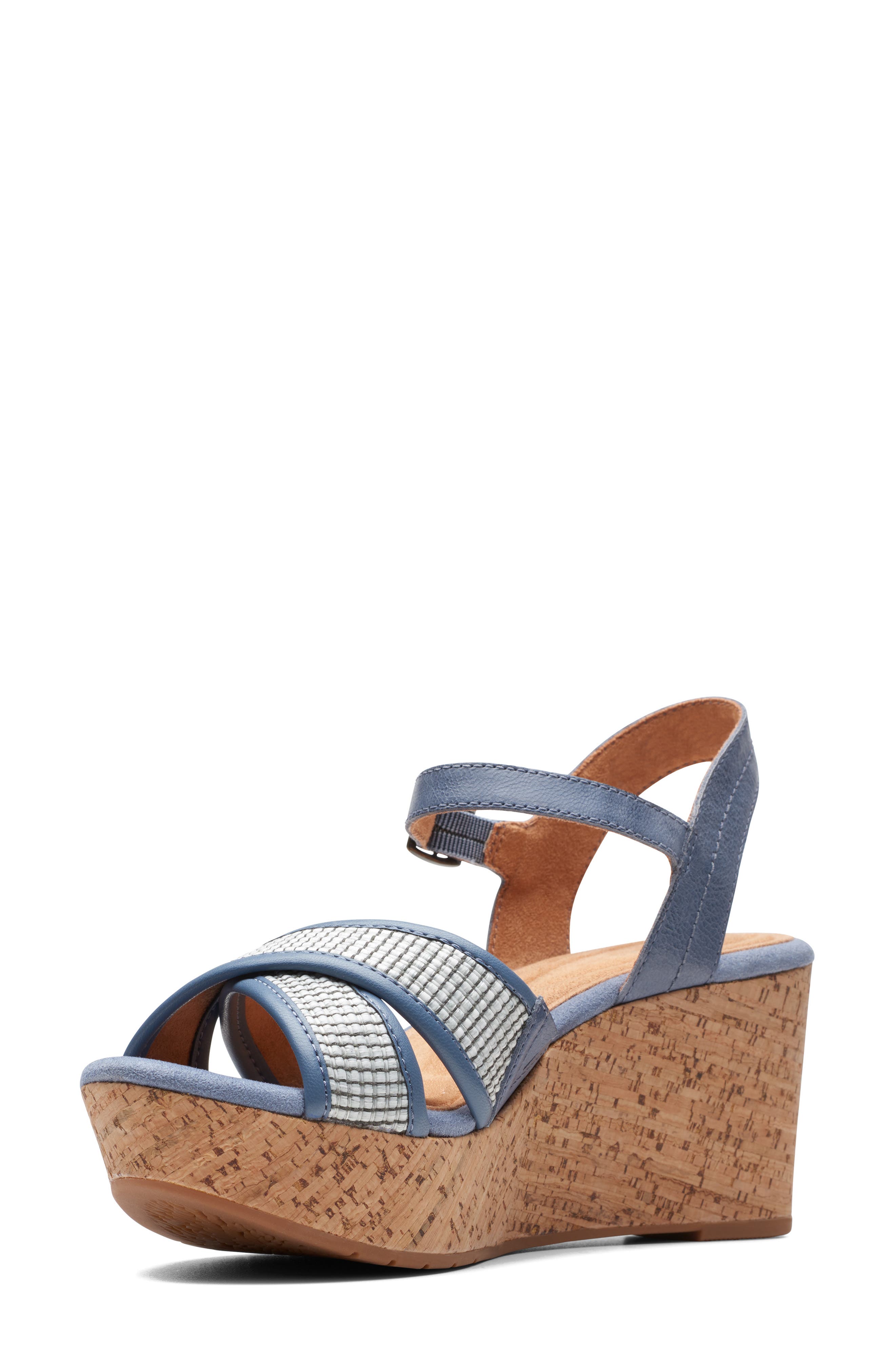 Clarks<sup>®</sup> Elleri Plum Wedge Sandal, Alternate, color, 