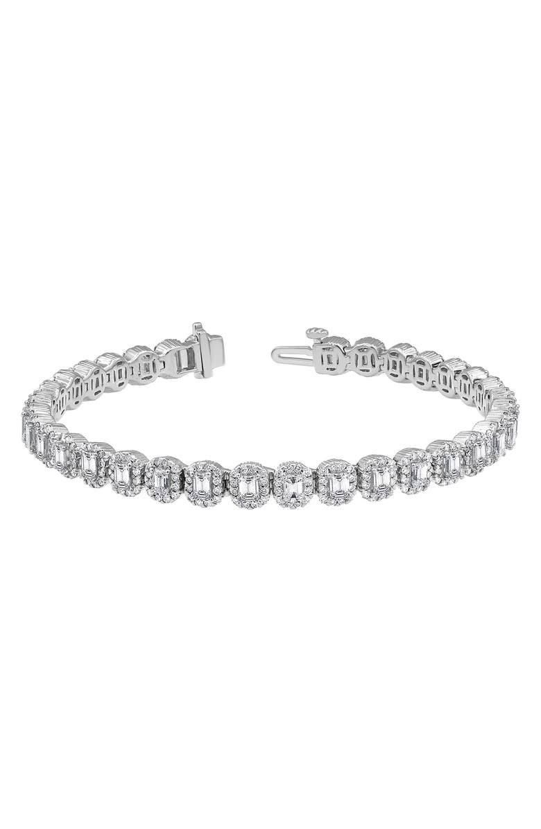 Badgley Mischka Collection 14K White Gold Near Lab Grown Square Pavé Diamond Bracelet, Alternate, color, 