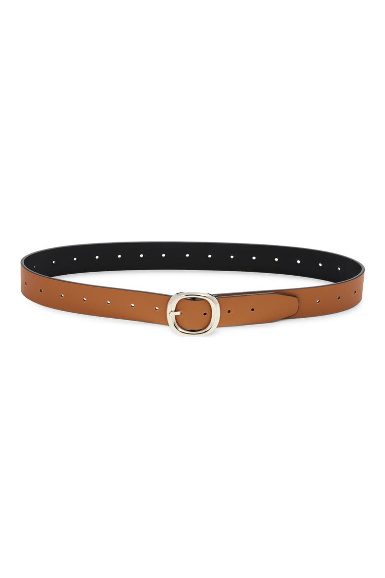 Reversible Faux Leather Belt, Alternate, color, BLACK/ COGNAC