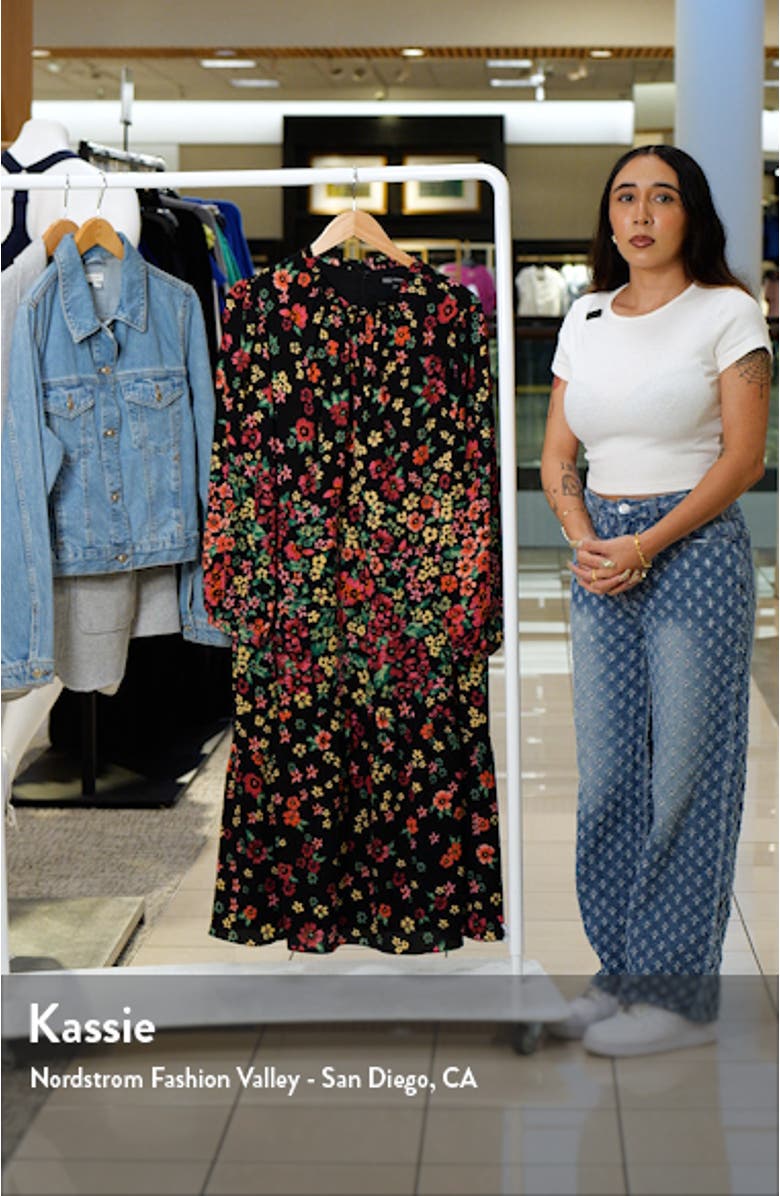 Floral Long Sleeve Fit & Flare Midi Dress, sales video thumbnail