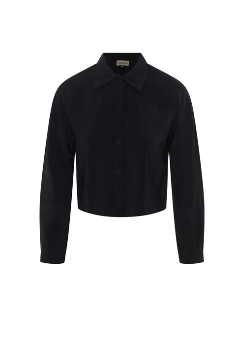 Copper Tencel Button Front Cropped Blouse