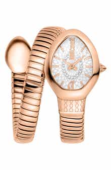 Just Cavalli Snake Wraparound Bracelet Watch, 20mm x 34.5mm