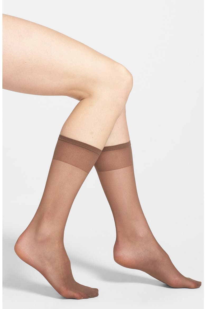3-Pack Sheer Knee High Socks, Main, color, MOCHA BEIGE