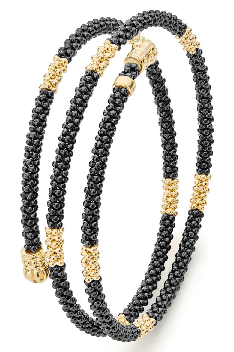 Gold & Black Caviar Coil Bracelet, Alternate, color, GOLD