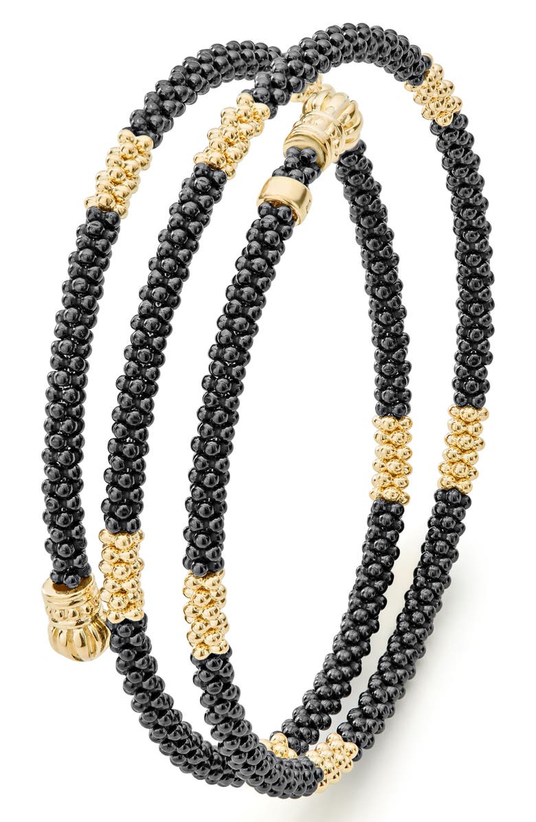 LAGOS Gold & Black Caviar Coil Bracelet, Alternate, color, Gold