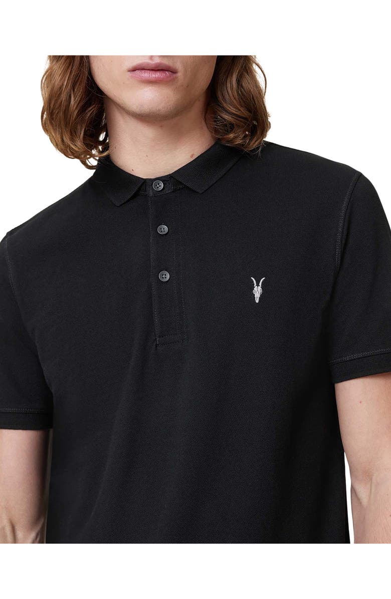 AllSaints Reform Cotton Piqué Polo, Alternate, color, Black