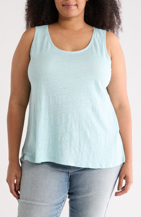 Scoop Neck Organic Linen Tank (Plus)