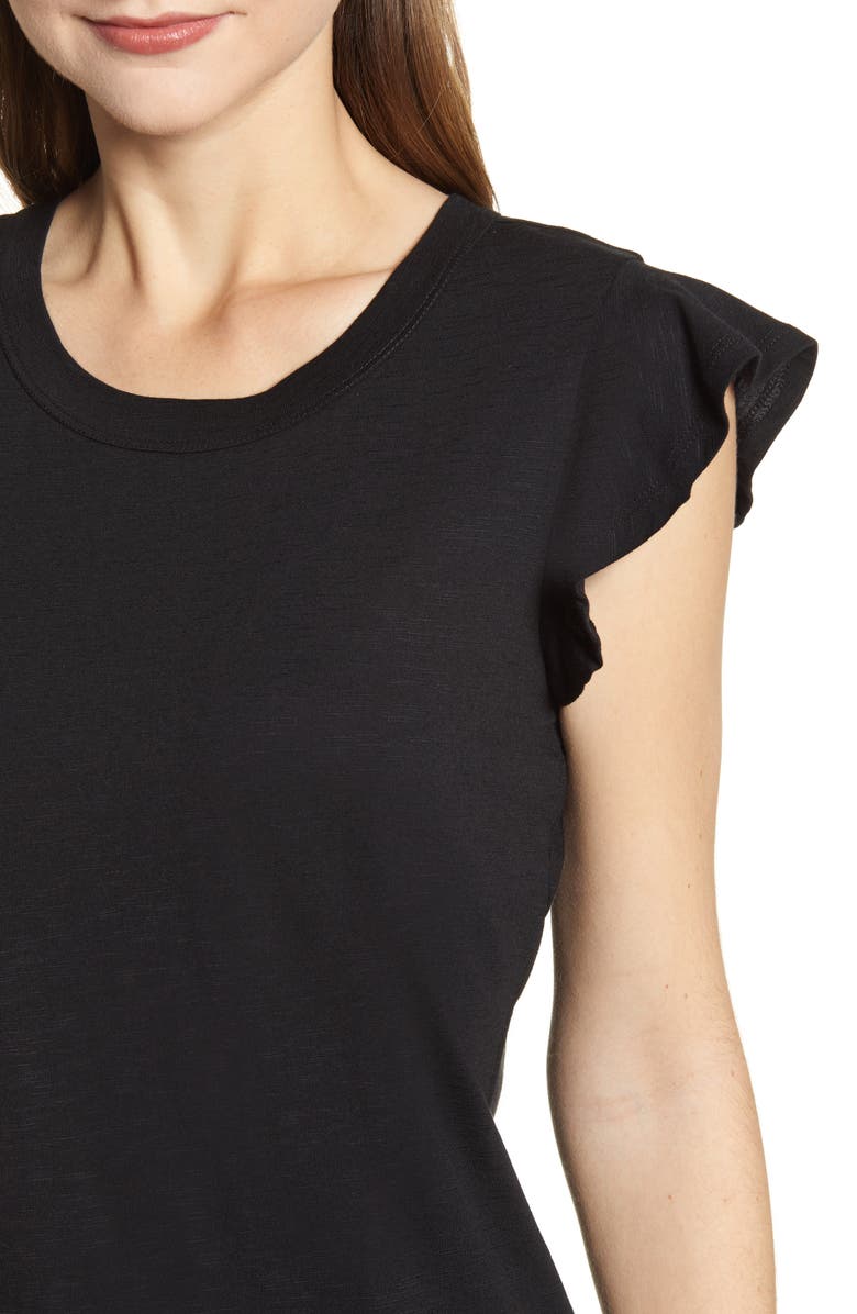 Caslon<sup>®</sup> Flutter Sleeve Cotton Blend Tee, Alternate, color,