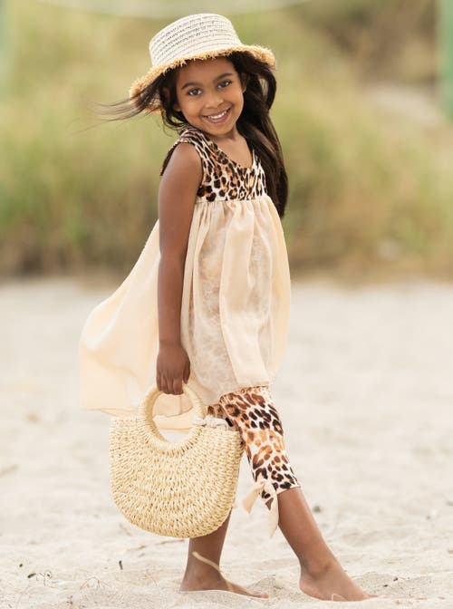 MIA BELLE GIRLS MIA BELLE GIRLS GIRLS FIERCE CONFIDENCE HI-LO TUNIC AND LEOPARD LEGGING SET