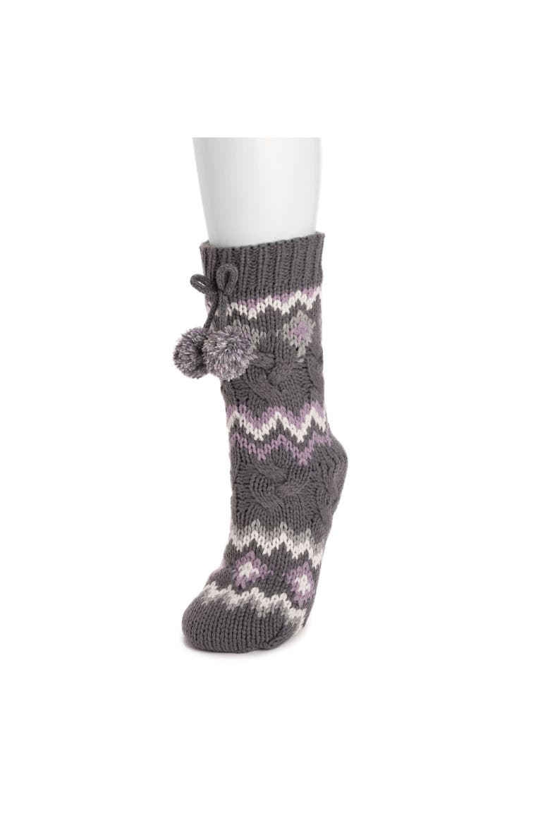 Chunky Fairisle Cabin Sock, Main, color, Dark Gray