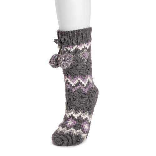 Muk Luks Chunky Fairisle Cabin Sock In Gray