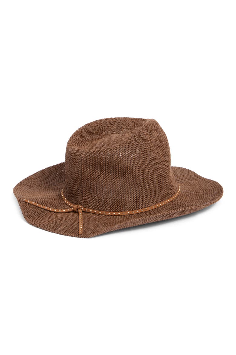 Studded Band Straw Cowboy Hat, Alternate, color, BROWN
