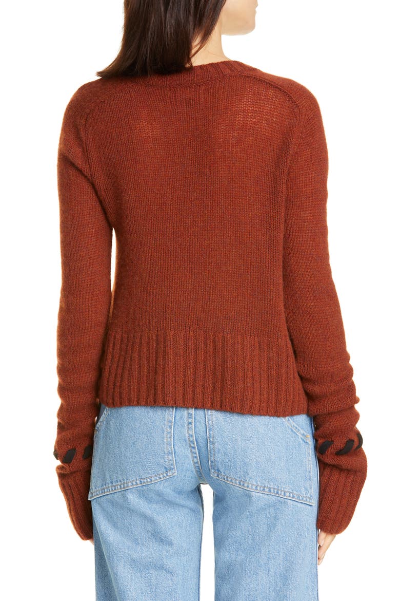 Oliver Whipstitch Cuff Cashmere Sweater, Alternate, color, MAHOGANY/ BLACK