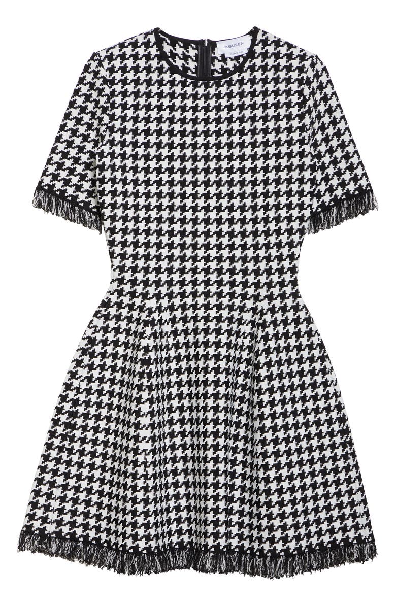 McQueen Houndstooth Check Fit & Flare Minidress, Alternate, color, Black/ Ivory