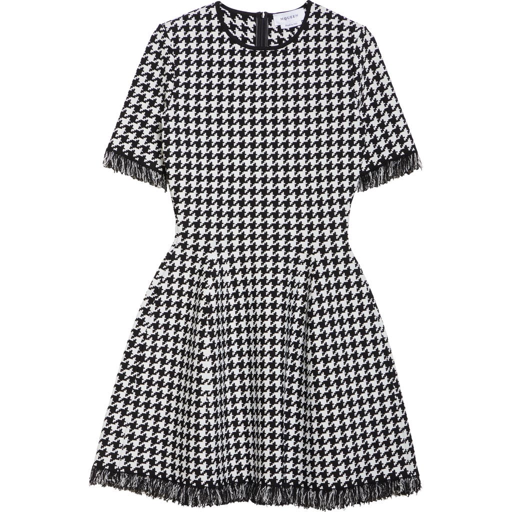 Alexander Mcqueen Mcqueen Houndstooth Dress In Black/ivory