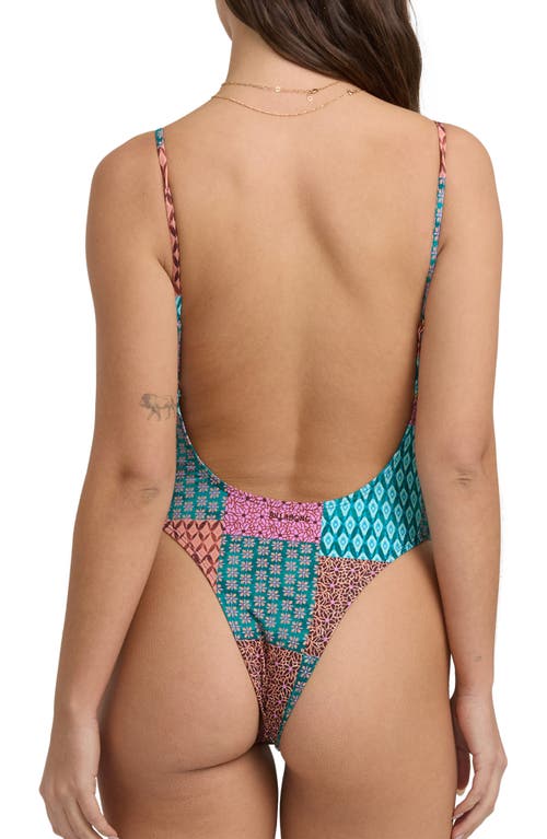 Billabong Patch It Up Deep V-neck One-piece Swimsuit In Multi