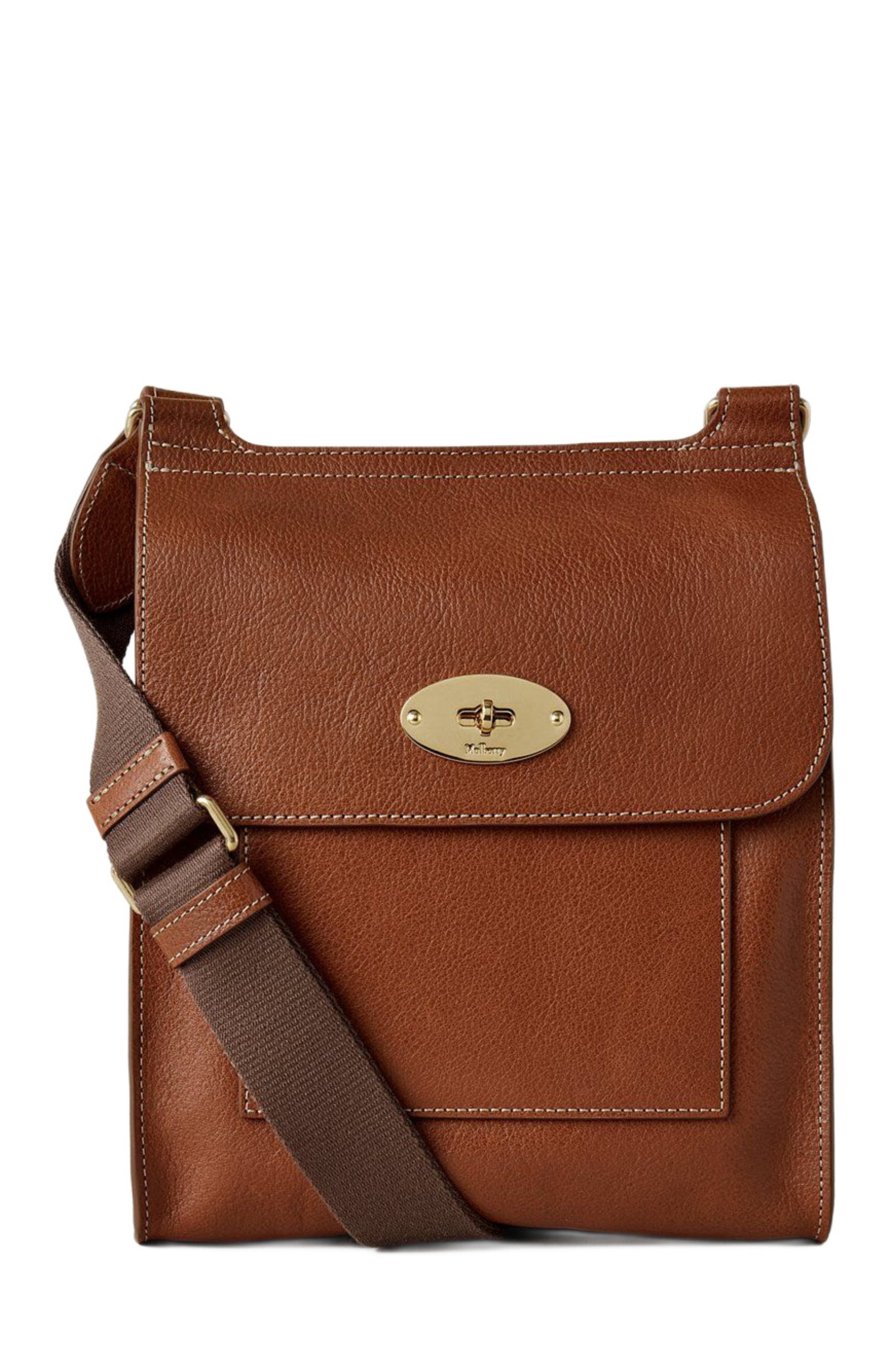 Mulberry Antony Leather Stitched Crossbody Bag, Alternate, color, Oak