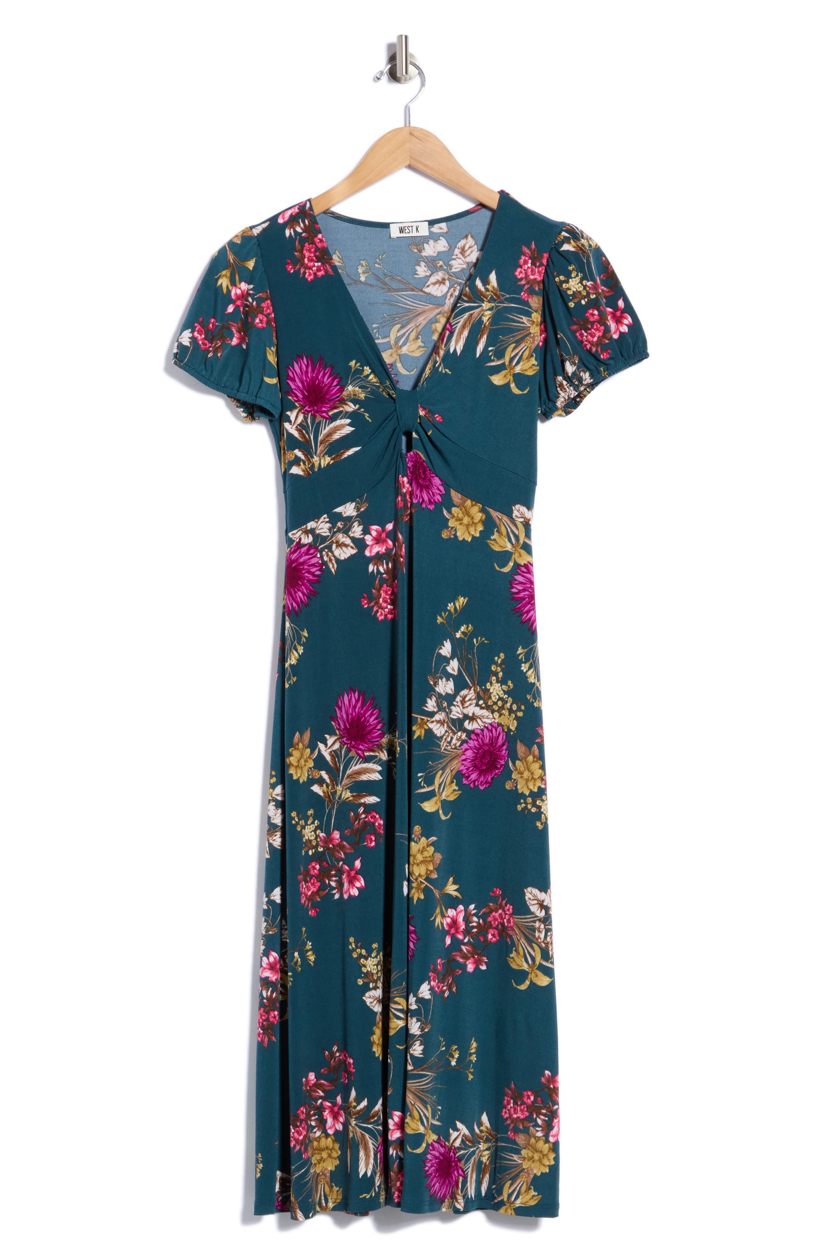 WEST K Floral Print Keyhole Midi Dress (Women) | Nordstromrack