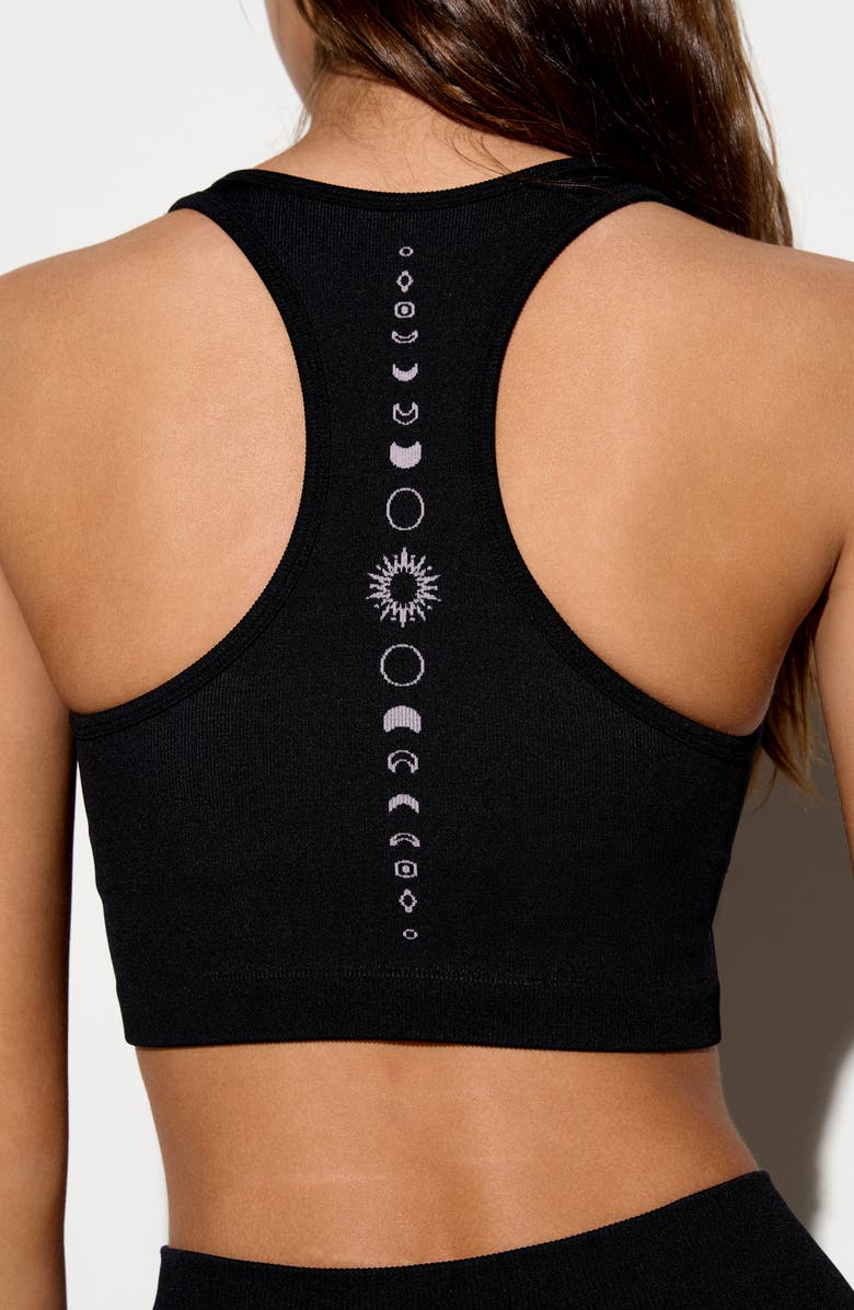 Spiritual Gangster Cosmic Harmony Icon Racerback Sports Bra, Alternate, color, Black