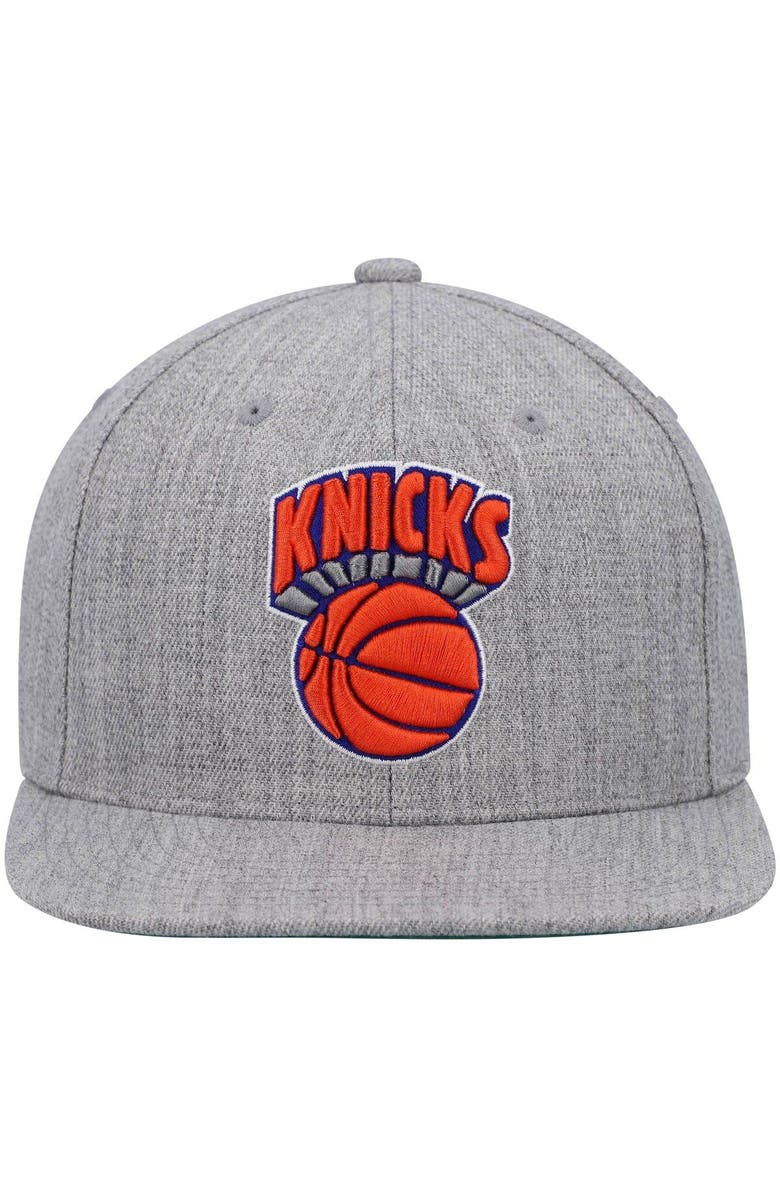 Mitchell & Ness Men's Mitchell & Ness Heathered Gray New York Knicks Hardwood Classics Team 2.0 Snapback Hat, Alternate, color, Heather Gray