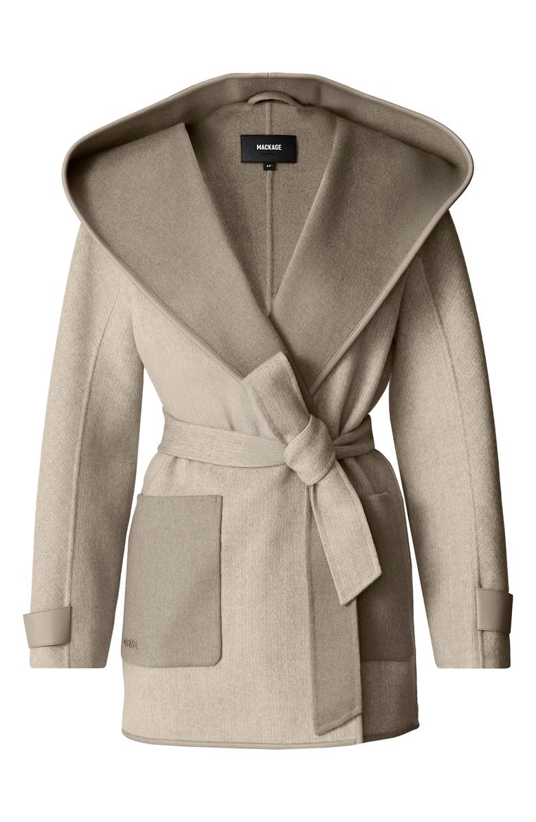 Mackage Paya Belted Herringbone Jacket, Alternate, color, Taupe Mix-Taupe