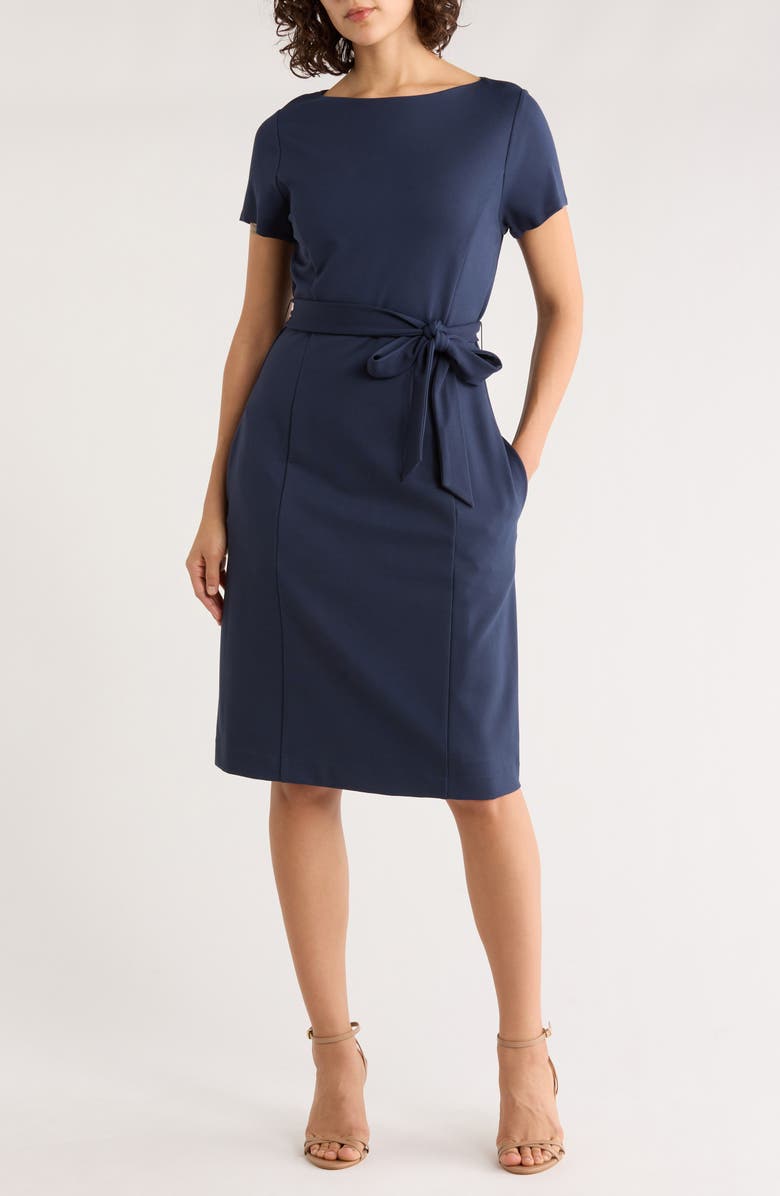 Brooks Brothers Belted Dress, Main, color, Navy Blazer