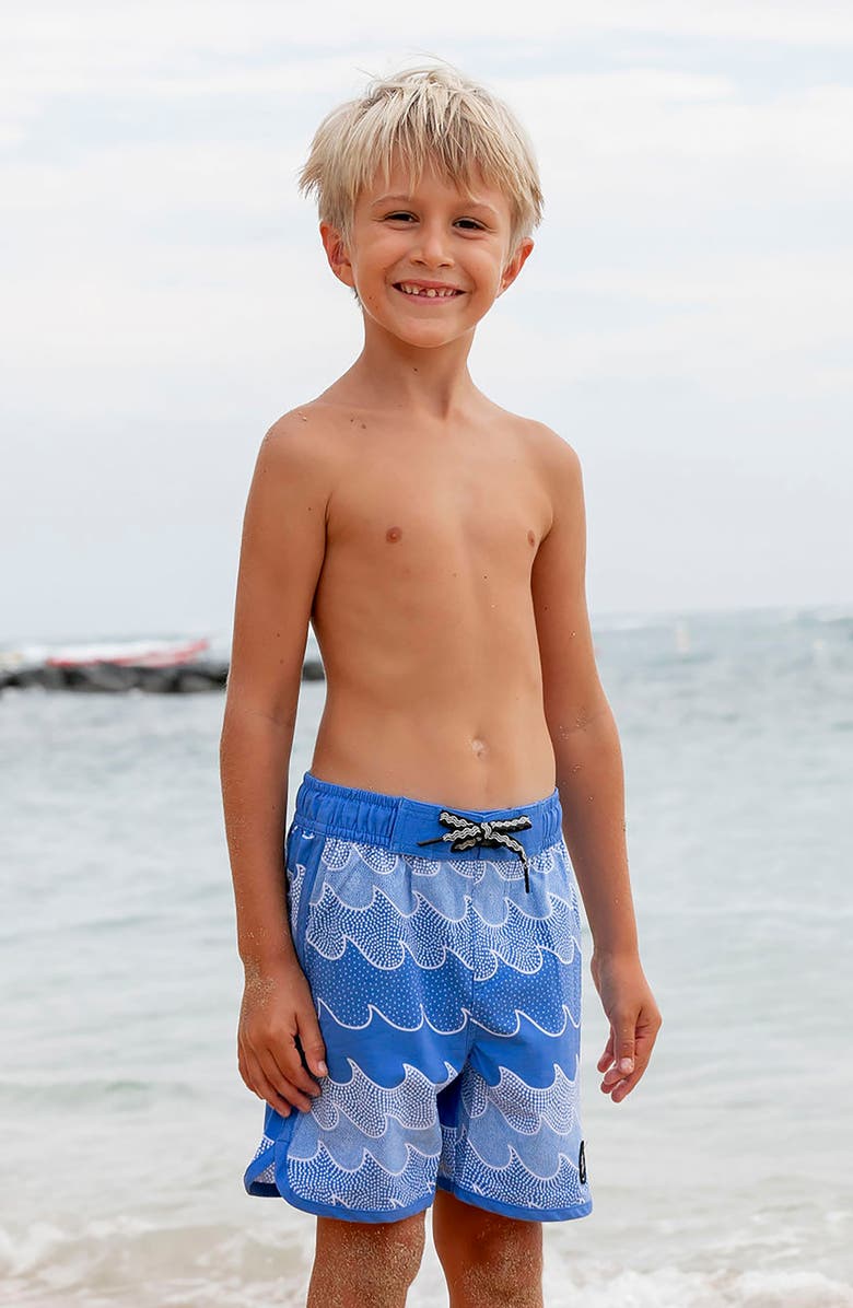 Feather 4 Arrow Kids' Cosmic Waves Board Shorts, Alternate, color, Marina Blue