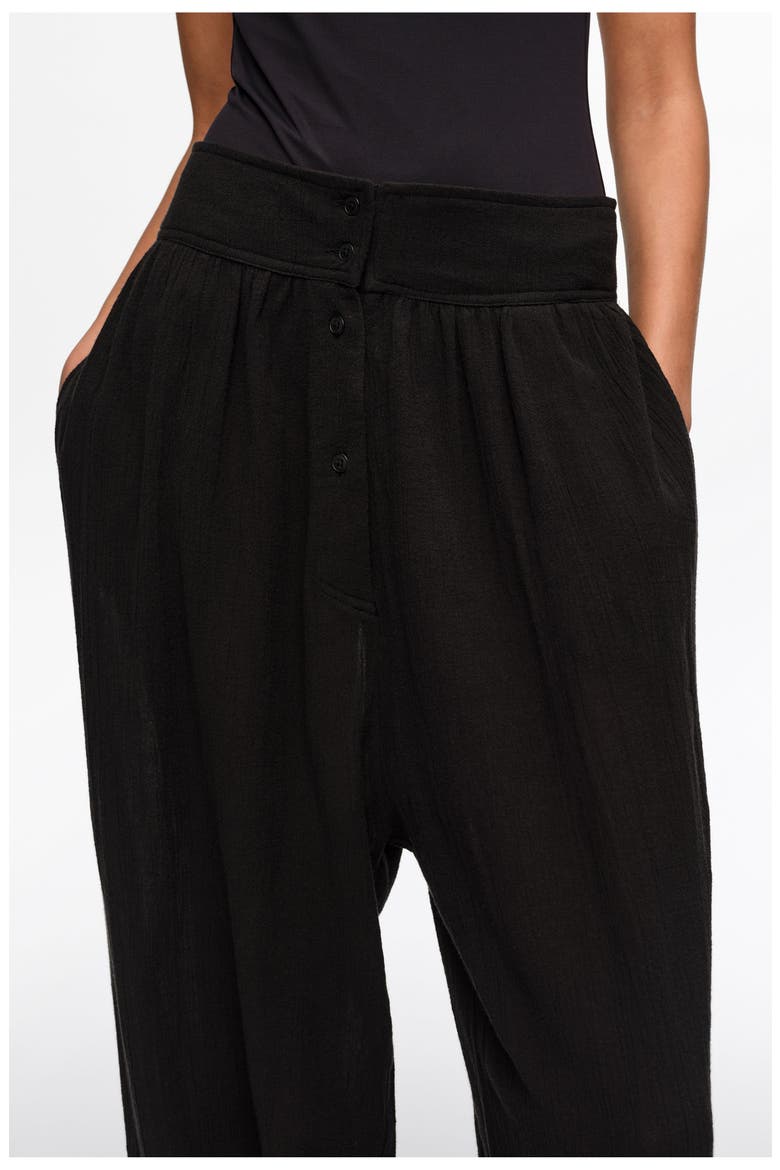 Textured Cotton Harem Trousers, Alternate, color, BLACK