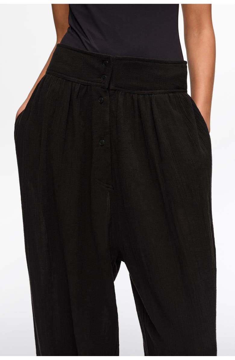 Bimba y Lola Textured Cotton Harem Trousers, Alternate, color, Black